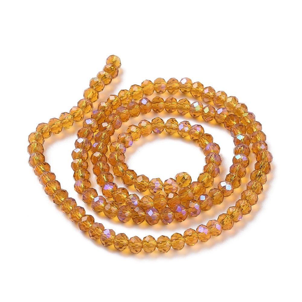 Electroplate Glass Beads Strands Half Rainbow Plated Faceted Rondelle Gold 10x8mm Hole: 1mm about 63~65pcs/strand 19.2~20 inch(48~50cm)