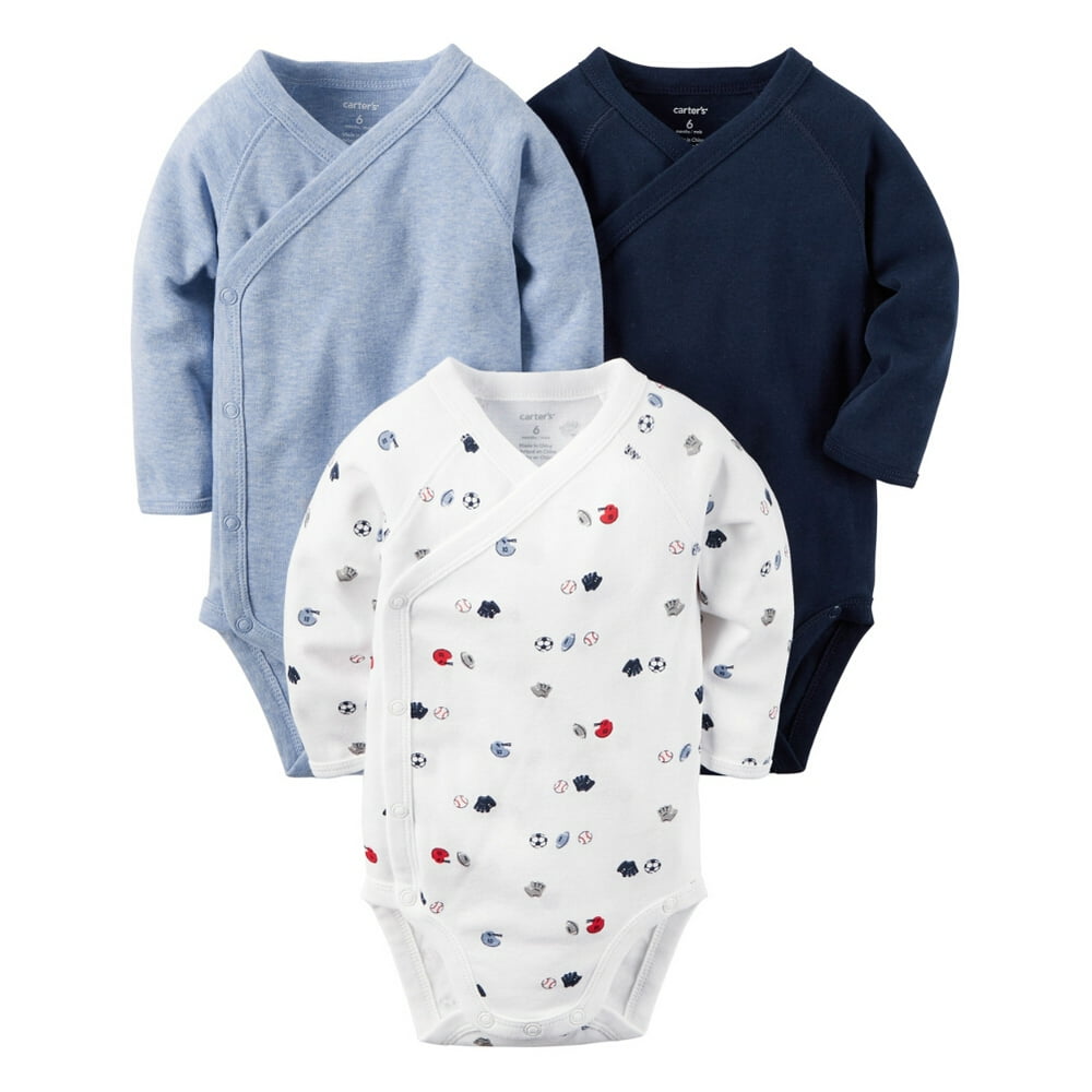Carter's Carters Baby Boys 3Pack LongSleeve SideSnap Bodysuits