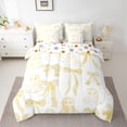 thumbnail image 2 of jejeloiu Ribbon Bow Tie Bedding Comforter Set 7-Piece,Halloween Theme Ghost King Bedding Sets,White Yellow Graffiti Bed Sheets,Lightweight Room Decorative Reversible, 2 of 8