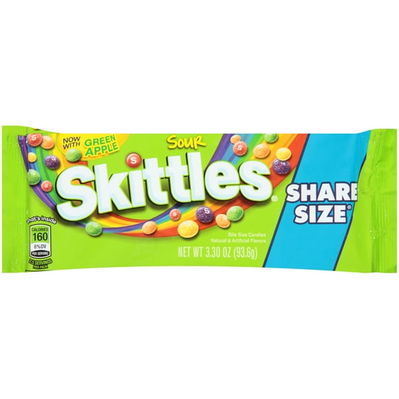 Skittles Sour Candy, Share Size - 3.3 oz Bag