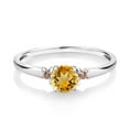 thumbnail image 2 of Gem Stone King 925 Sterling Silver and 10K Rose Gold Yellow Citrine Solitaire Engagement Ring for Women (0.73 Cttw, Gemstone November Birthstone, Round 5MM, Available in Size 5, 6, 7, 8, 9), 2 of 4