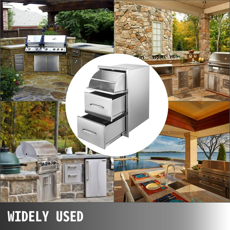 VEVOR 30x17 Outdoor Kitchen / BBQ Island Stainless Steel Triple Storage Drawers