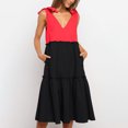 thumbnail image 2 of Vestido de sol para mujer Vestido de color sólido Vestido de tirantes de verano Vestido midi de línea A Pompotops ghjkhdj3985, 2 of 9