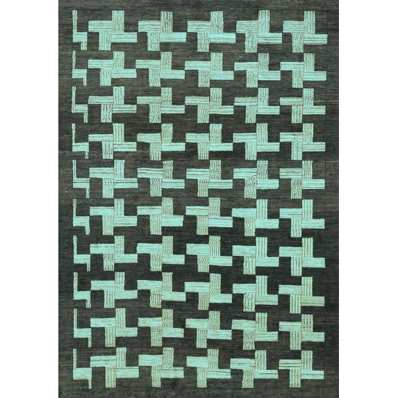 Ahgly Company Indoor Rectangle Abstract Light Blue Modern Area Rugs, 4' x 6'