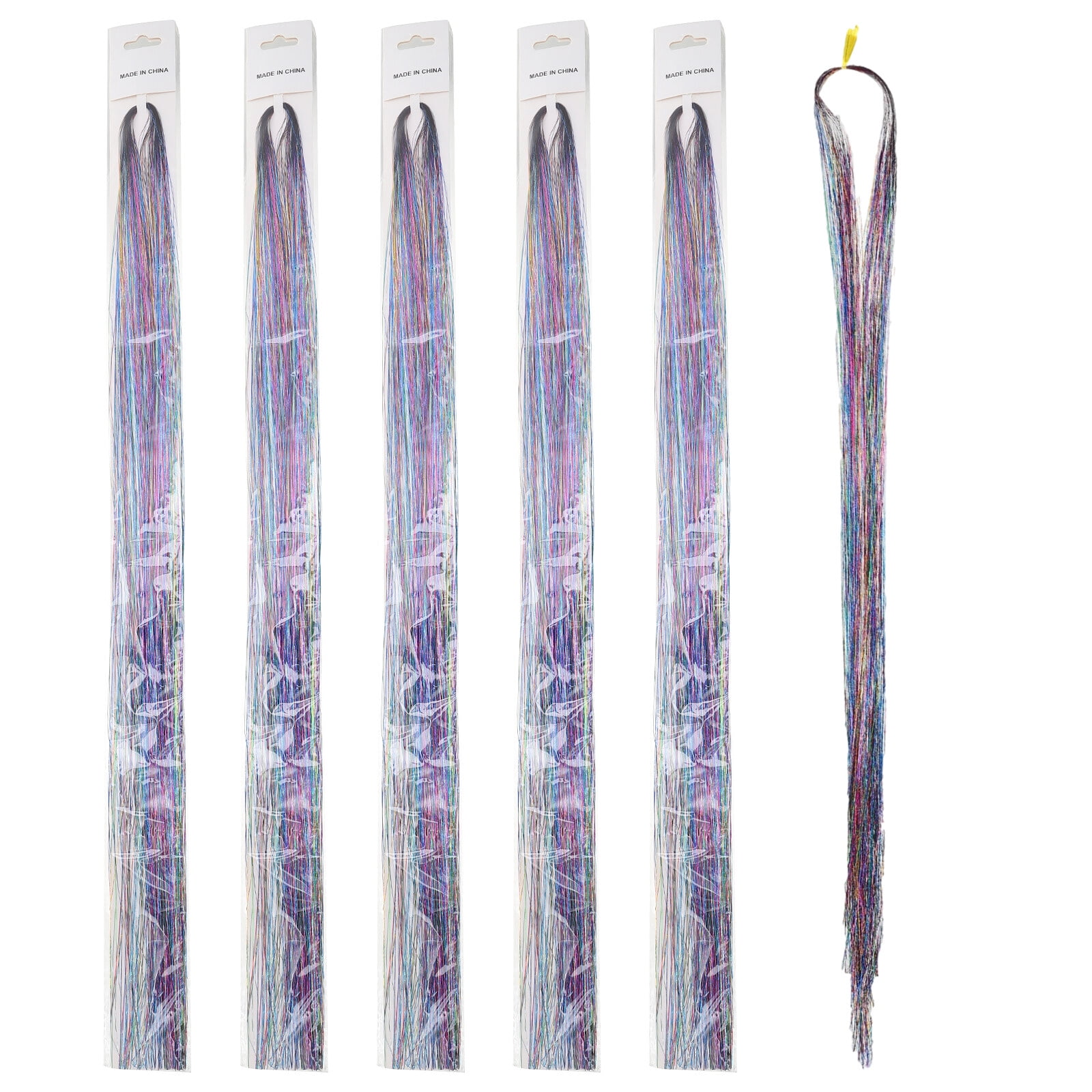 750pcs/5 Packs Sparkle Hair Extensions Glitter Hair Tinsel Hair