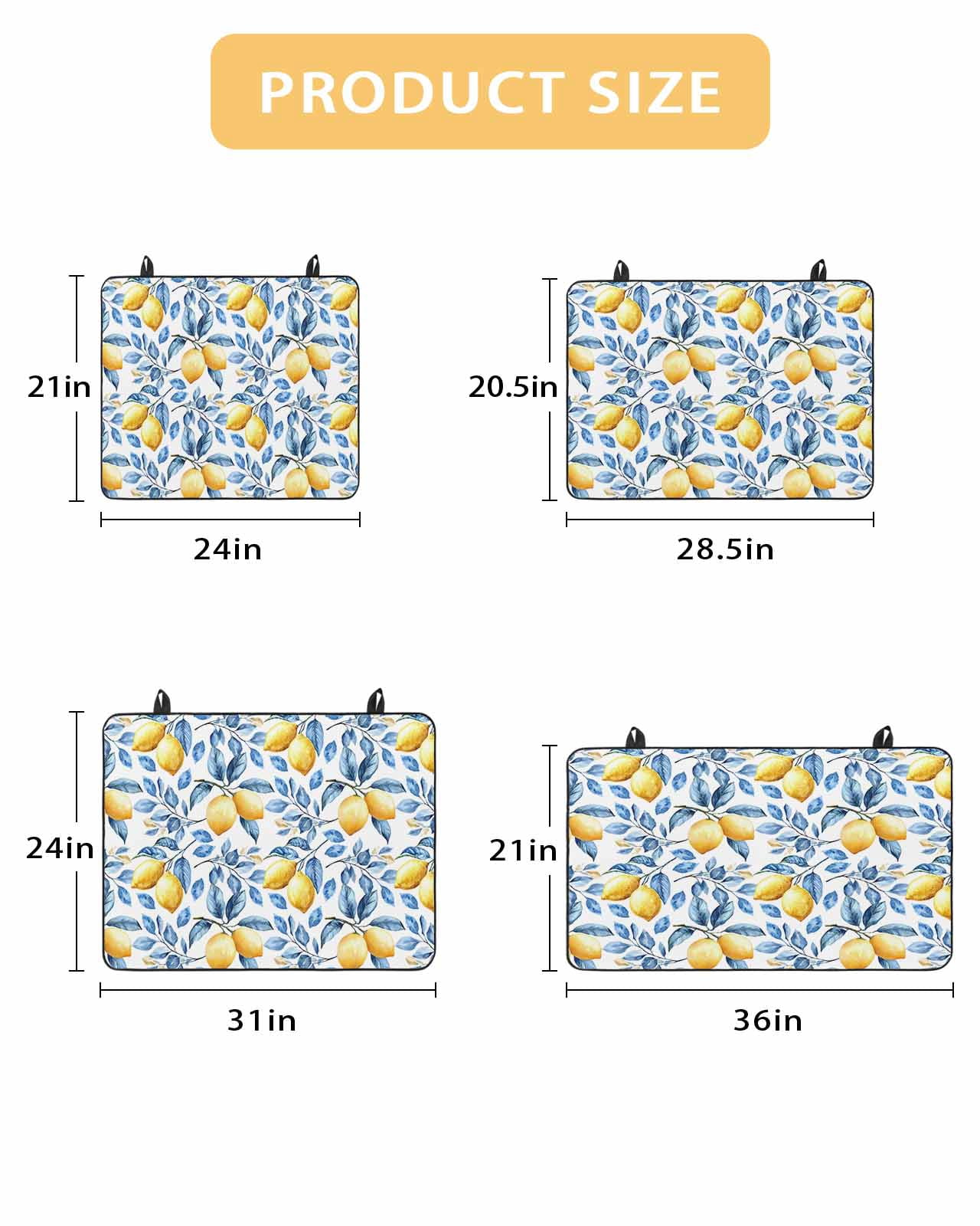 nqOlkjepod Large Induction Cooktop Protector Mat 24"x21", Lemon Leaf Stove Top Covers for Electric Stove, Yellow Fruit Blue Botanical Plant Summer Stove Burner Cover Mats, Glass Top Stove Cover