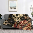 thumbnail image 2 of Fotbe Gothic Eastern Floral Skull Manta de Franela con Estampado, Manta Ultrasuave para Cama, Sofá, Auto, Hipoalergénica y Antibolitas-60"x50", 2 of 6