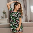 thumbnail image 3 of Naloa Lilies Flowers Print Women Nightgowns,Womens Loungewear,Short Sleeve Sleepwear,Comfy Ladies Nightdress, 3 of 6