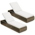 thumbnail image 1 of Costway 2 Pcs Chaise Longue d'Extérieur avec Dossier Réglable, Coussin et Rangement Blanc, 1 of 9
