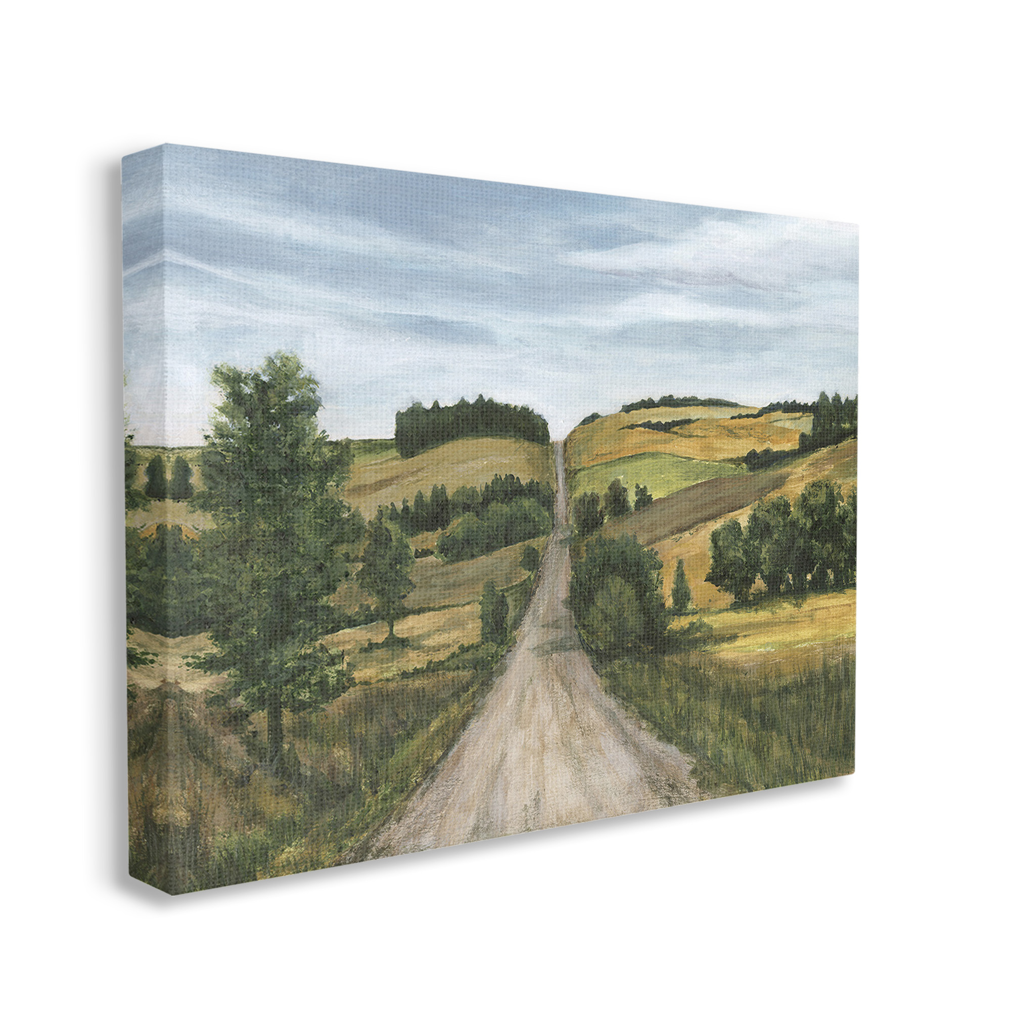 Stupell Industries Receding Country Path Landscape Painting Gallery Wrapped Canvas Art Print Wall Art, 48 x 36