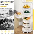 thumbnail image 5 of Kitchen Storage Cart, 5 Tier Circular Rotating Basket, Large Storage Rack with 360 Degree Wheels, Fruit Vegetable Shelf, Rotatable Basket for Kitchen Bathroom-White,Five Layers, 5 of 10