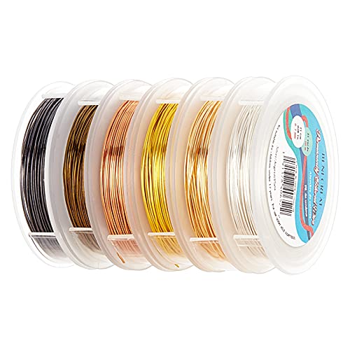 4 Rolls x 21 yard Copper Wire 23 gauge Sliver Gold Wire Jewelry Beading Wire for Necklace Bracelet Making