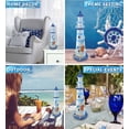 thumbnail image 3 of COTA Global Light Blue Stripes Lighthouse Decor - Handmade and Crafted Wooden Lighthouse Decoration with Crab, Decorative Beach Style Tabletop Centerpiece – 12.25 Inches, 3 of 7