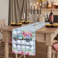 thumbnail image 2 of Table Runners 72 Inches Long Dress Scarves, Spring Farmhouse Kitchen/Dining Table Runner, Coffee Tablerunners, Truck Botanical Rose Leaves Blue White Plaid 13x72 Inch, 2 of 9