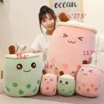 thumbnail image 5 of AIXINI 13.7 inch Boba Stuffed Plushie Bubble Tea Plush Pillow Cartoon Cylindrical Milk Boba Tea Cup Pillow, Super Soft Kawaii Hugging Cushion-pink, 5 of 5