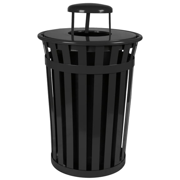 Trash receptacle with rain cap Black "Set of 1