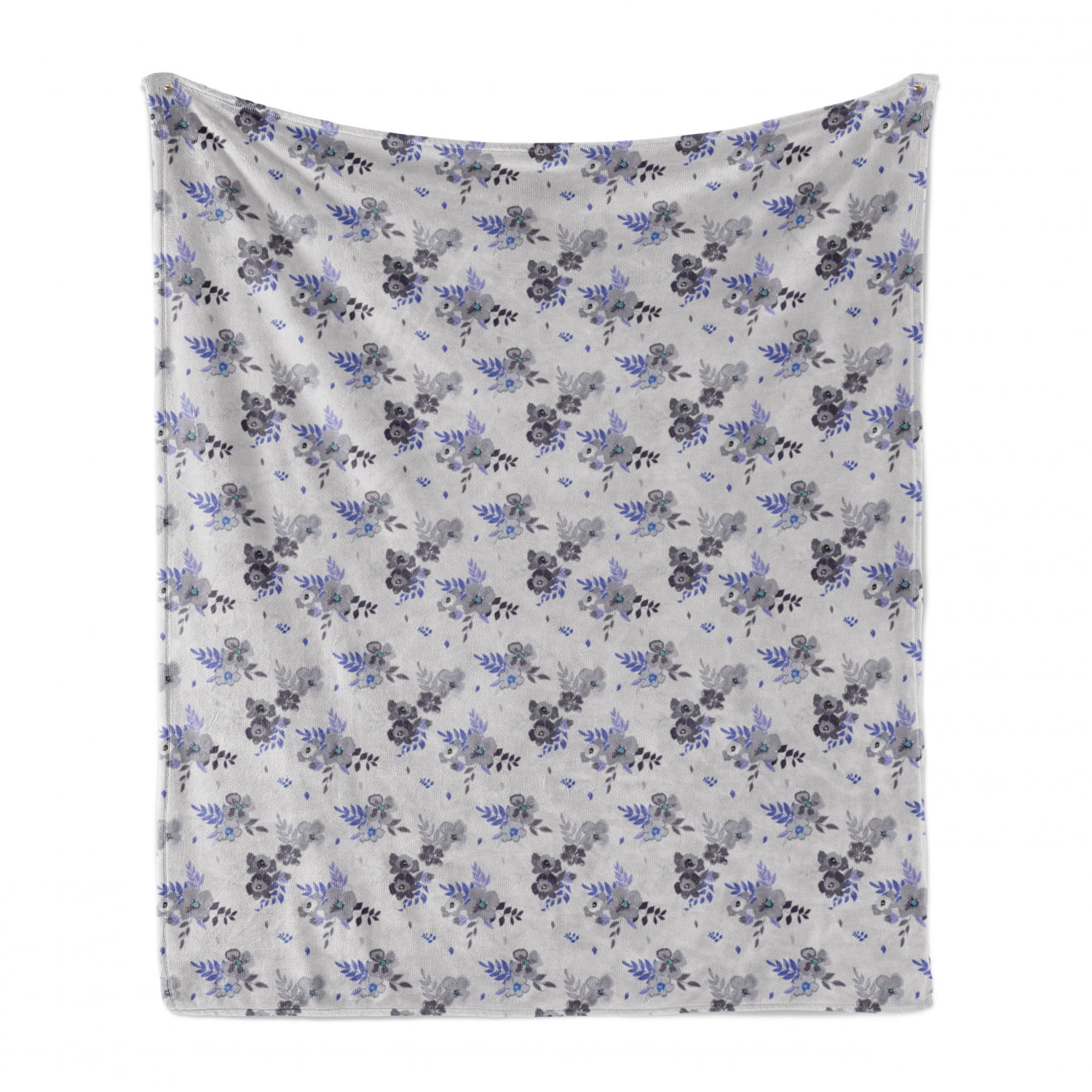 Ambesonne Floral Soft Flannel Fleece Throw Blanket Blue Violet and Grey Cozy Plush for Indoor and Outdoor Use Flower Bouquets Flourishing Buds of Summer Garden Meadow Blossoms Pattern 60 x 80 
