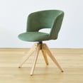 thumbnail image 2 of GrandNoor Mid Century Modern Swivel Accent Chair with Solid Wood Legs, Home Office Desk Chair No Wheels, Makeup Chair for Vanity, Upholstered Chair for Bedroom, Green, 2 of 9