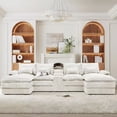 thumbnail image 6 of Aisword 124" U Shaped Cloud Couch Sectional with USB Charging, Hidden Storage, Cup Holders & Chenille Double Chaise, White, 6 of 7