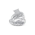 thumbnail image 1 of 10kt White Gold His Hers Round Diamond Cluster Matching Wedding Set 1/12 Cttw, 1 of 1