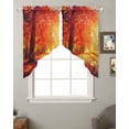 thumbnail image 2 of Fall Thanksgiving Swag Valances for Windows, Red Orange Sunrise Forest Autumn Rod Pocket Sheer Valances for Small Windows, Swag Toppers Light Filtering for Kitchen Living Room 2 Panels 28''x36'', 2 of 5