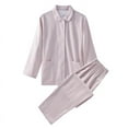 thumbnail image 3 of Pijamas de franela para el hogar de buena calidad, de algodón de color sólido, para parejas, gruesos, de otoño e invierno, sencillos y lisos, 3 of 5