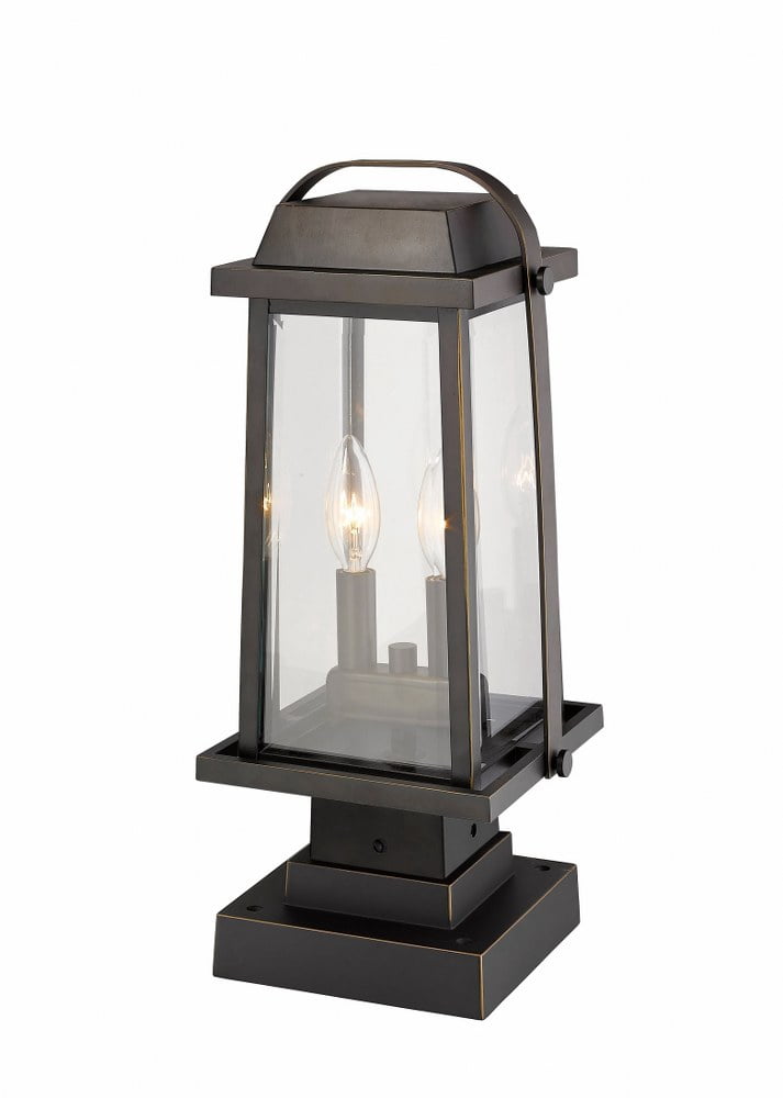 Z-Lite 574Phms-Sqpm Millworks 2 Light 18" Tall Outdoor Pier Mount Post Light - Bronze
