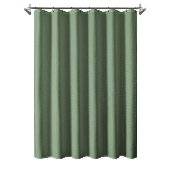Utopia Alley Waffle Weave Shower Curtain for Bathroom, 120 GSM Weighted Polyester Bath Curtain (71" W × 79" H, Green)