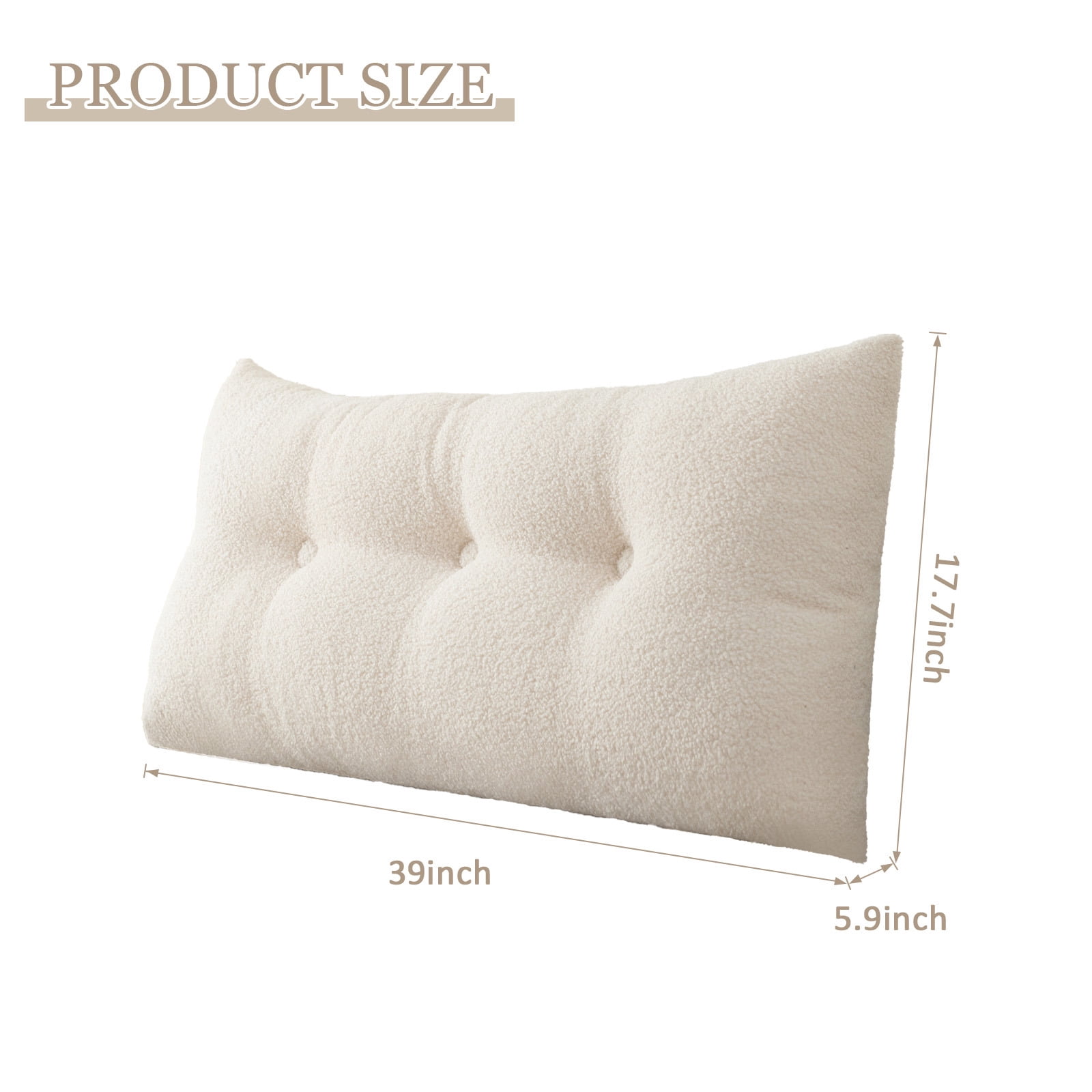 ANMINY Headboard Pillow, Teddy Velvet Fabric, Bed Rest Reading Pillow, Removable & Washable Cover, Daybed Wedge Pillow for Twin Beds