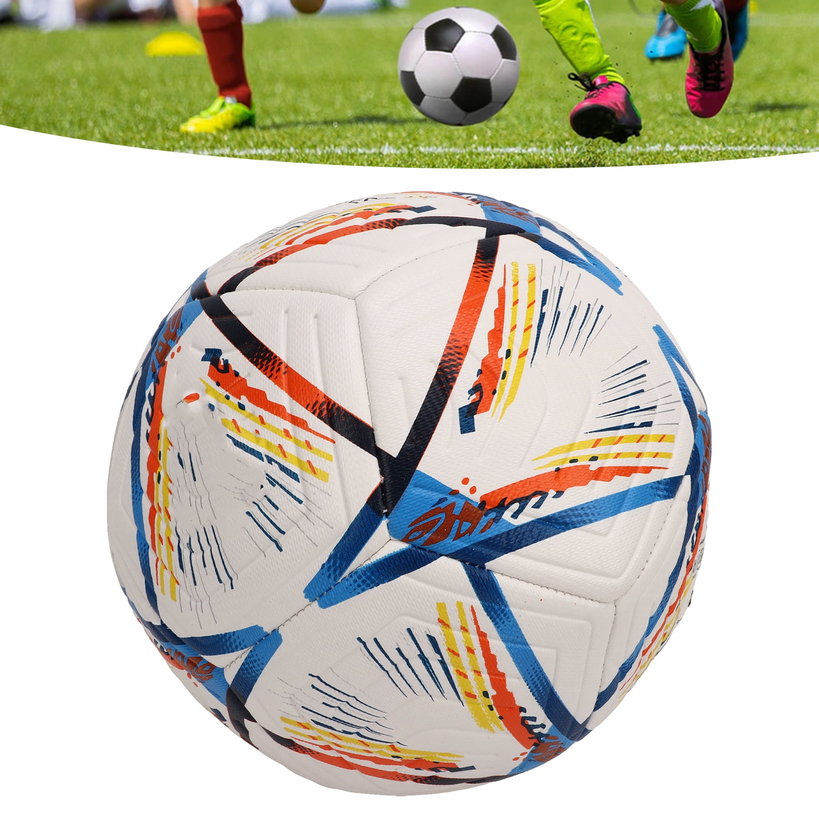 NFTIGB Premium PU Soccer Ball Size 4 Football Training Balls for Adult and Youth Professional Team Match Play Colorful Bright Pattern Design (7.87 inches / 20 cm) Great for Outdoor Sports