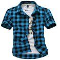 thumbnail image 1 of PENGXIANG Hommes d'Été Bouton Bas Fit Manches Courtes Coton Chemises Décontractées à Poitrine Unique Tops, 1 of 6