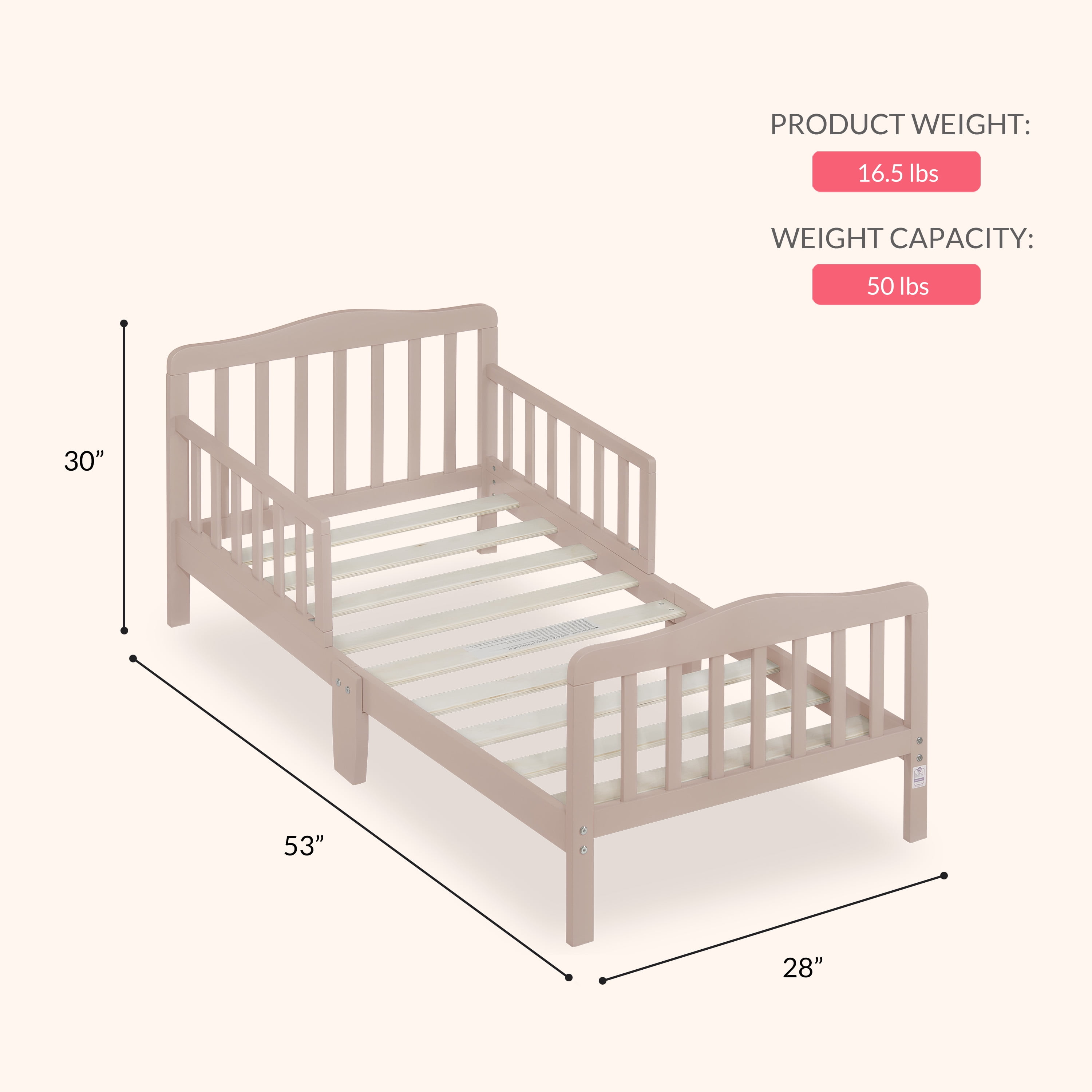 Dream On Me Memphis Classic Design Toddler Bed, Almond Butter