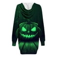 thumbnail image 4 of Women's Halloween Costumes Pumpkin Graphic Hoodie V Neck Long Sleeve Midi Dress Punk Vintage Y2K Dresses, 4 of 6