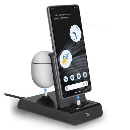 Wasserstein Google Pixel 2-in-1 Charging Station - Made for Google - Google Pixel Stand to Charge Multiple Google and USB-C Devices at the Same Time (Black)
