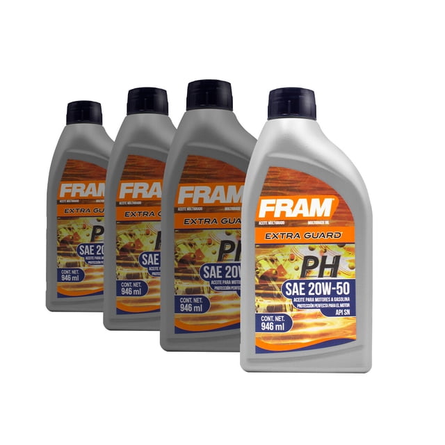 Aceite Mineral De Motor Multigrado Fram 20W50 SN 4 Botellas