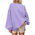 thumbnail image 1 of Chemises pour Femmes Col Rond Imprimé Manches Longues Colorblock Chandail Décontracté Ample, 1 of 5