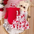 thumbnail image 4 of Fesfesfes Baby Valentine Heart Print Lace Dress Set with Bow Headband Long Sleeve Round Neck 3 Piece Outfit for Infant Toddler Cute Holiday Winter Autumn Matching Clothes(Red,6-9 Months), 4 of 9