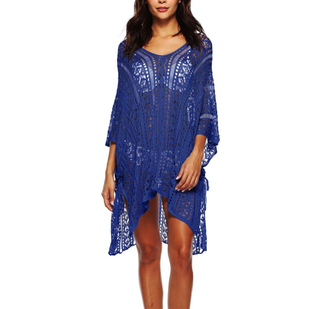 Women Swimsuit Cover Ups Diamond Lace Beach Dress Regular and Plus Size