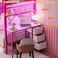 thumbnail image 5 of ARICOEASY Twin Over Twin Metal Bunk Beds with Removable Desk & Ladder, Metal Bed with Safety Guardrail,Ladder,Space Saving, Pink, 5 of 9