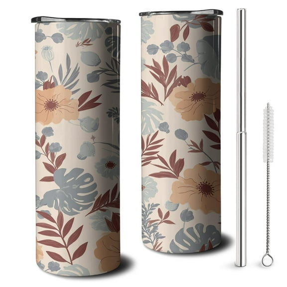 20 OZ Tumbler Watercolor Floral Flowers Wildflower Coffee Travel Mug with Lid and Straw,Stainless Steel Vacuum Insulated Insulated Tumbler Gifts for Women Mothers