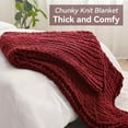 thumbnail image 5 of Chunky Knit Throw Blanket, 60''*80'' Knitted Throw Chenille Blankets for Bed Couch, Handmade Red Crochet Blanket Big Thick Blanket, Machine Washable Cute Comfy Blanket for Home Decor, 5 of 15