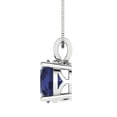 thumbnail image 3 of 3 ct round cut blue sapphire 14k white hypoallergenic Solid gold Designer Everyday Affordable Dainty Necklace Pendant + 16" hypoallergenic Solid gold chain, 3 of 7