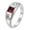 Silver Red, variant on Unisex Stainless Steel Simple Unique Square Cut Red Rhinestone 3 Crystal Inlay Ring Eternity Wedding Band Gold Size 7