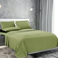 thumbnail image 3 of Sage Stripe 4-Piece Bed Sheet Set, 400 Thread Count, 15 Inch Deep Pocket of Cotton Sheets, 3 of 3