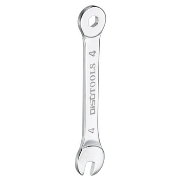 Uxcell 4mm 6-Point Thin Combination Wrench Double Ended Box and Open End Chrome Plated Steel, Silver