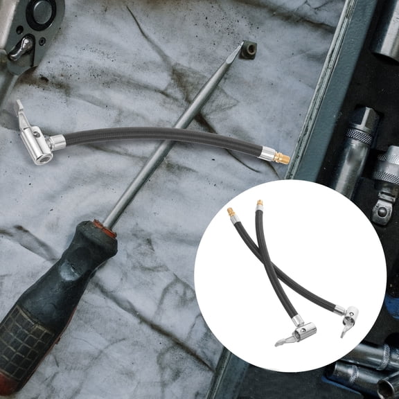 Amosfun 2Pcs Black Air Pump Extension Cable Rubber Hose for Car Fast Tire Inflation