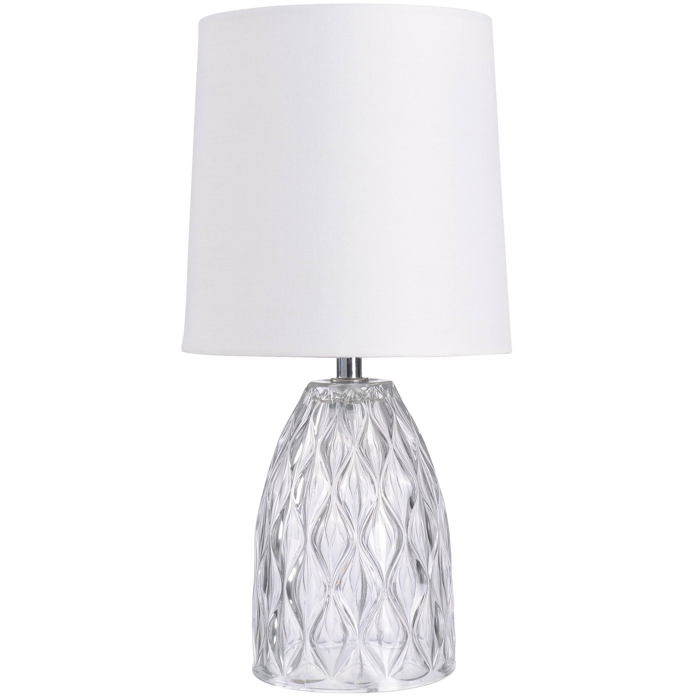 Mainstays Mini Clear Glass Table Lamp with Shade 12.75"H-Geo Texture & Glossy Finish