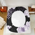 thumbnail image 5 of Manfei Retro Peony Bed Sheets 4 Pieces for Women Girls, Vintage Blossoms King Sheets, Tropical Floral Sheet Set, Black Purple Bedroom Decor, 5 of 7