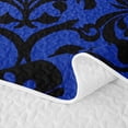 thumbnail image 5 of Homewish Boho Damask Skull Quilt Full for Boys Girls, Royal Blue Gothic Halloween Full Bedspread Sets, 3pcs, 5 of 7