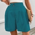 thumbnail image 3 of FAHXNVB Summer Shorts for Women Casual Button High Waist Pleated Shorts Beach Vacation Short Pants with Pockets,XL,Sky Blue, 3 of 6